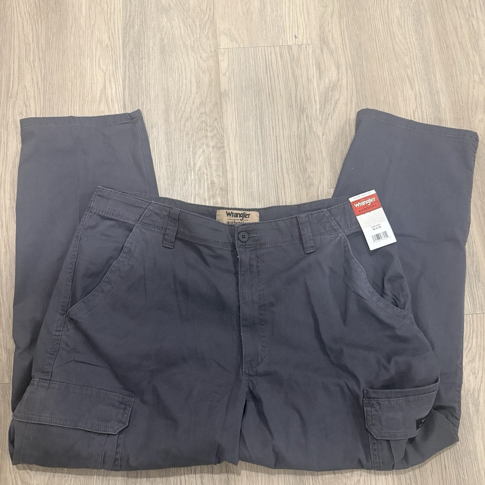 Wrangler Authentics Cargo Pants Men's 38x29 Gray Workwear Utility NWT